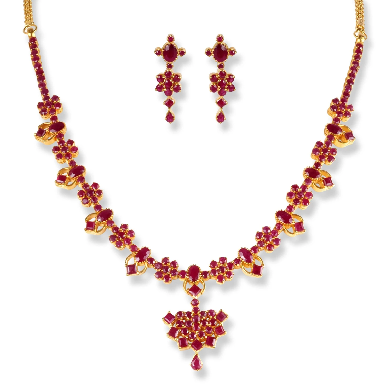 22ct Gold Set with Red Cubic Zirconia Stones NE-6218 22ct Gold Set With Red Cubic Zirconia Stones NE-6218 -Mathieu Blan Chard Soldes 22ct gold set with red cubic zirconia stones 7 scaled