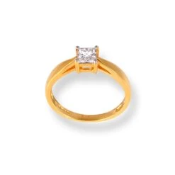 22ct Gold Solitaire Engagement Ring With Swarovski Zirconia Stone LR-6620 -Mathieu Blan Chard Soldes 22ct gold solitaire engagement ring with swarovski zirconia stone 4