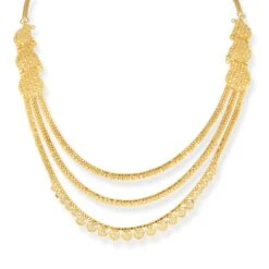 22ct Gold Three-Row Filigree Design Necklace And Drop Earrings Set 2 22ct Gold Three-Row Filigree Design Necklace And Drop Earrings Set -Mathieu Blan Chard Soldes 22ct gold three row filigree design necklace and drop earrings set N 8630 E 8630N 3