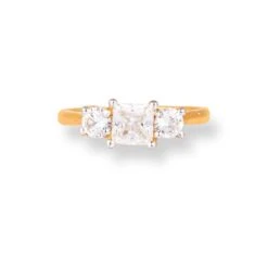 22ct Gold Trilogy Ring With Swarovski Zirconia Stones LR-6626