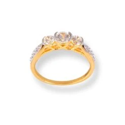 22ct Gold Trilogy Ring With Swarovski Zirconia Stones LR-6624 -Mathieu Blan Chard Soldes 22ct gold trilogy ring with swarovski zirconia stones 11