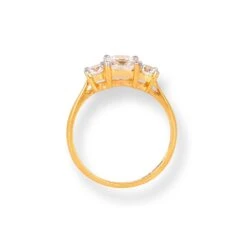 22ct Gold Trilogy Ring With Swarovski Zirconia Stones LR-6626 2 22ct Gold Trilogy Ring With Swarovski Zirconia Stones LR-6626 -Mathieu Blan Chard Soldes 22ct gold trilogy ring with swarovski zirconia stones 3