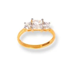 22ct Gold Trilogy Ring With Swarovski Zirconia Stones LR-6626 3 22ct Gold Trilogy Ring With Swarovski Zirconia Stones LR-6626 -Mathieu Blan Chard Soldes 22ct gold trilogy ring with swarovski zirconia stones 4