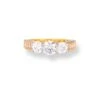 22ct Gold Trilogy Ring With Swarovski Zirconia Stones LR-6625