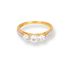 22ct Gold Trilogy Ring With Swarovski Zirconia Stones LR-6624