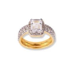 22ct Gold Engagement Ring And Wedding Band Set With Swarovski Zirconia Stones LR-6634 5 22ct Gold Engagement Ring And Wedding Band Set With Swarovski Zirconia Stones LR-6634 -Mathieu Blan Chard Soldes 22ctGoldEngagementRingandWeddingBandSetwithSwarovskiZirconiaStones 10