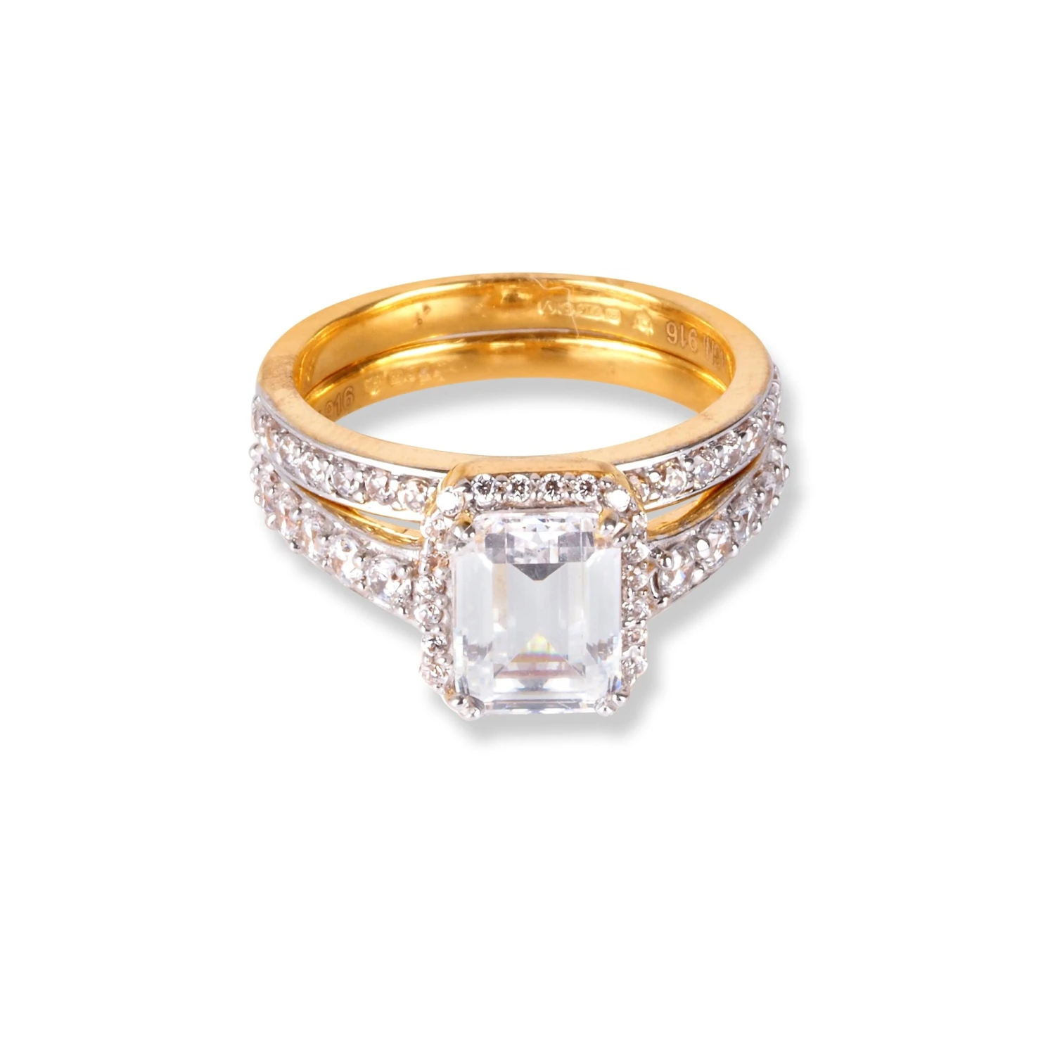 22ct Gold Engagement Ring and Wedding Band Set with Swarovski Zirconia Stones LR-6634 22ct Gold Engagement Ring And Wedding Band Set With Swarovski Zirconia Stones LR-6634 -Mathieu Blan Chard Soldes 22ctGoldEngagementRingandWeddingBandSetwithSwarovskiZirconiaStones 11 scaled