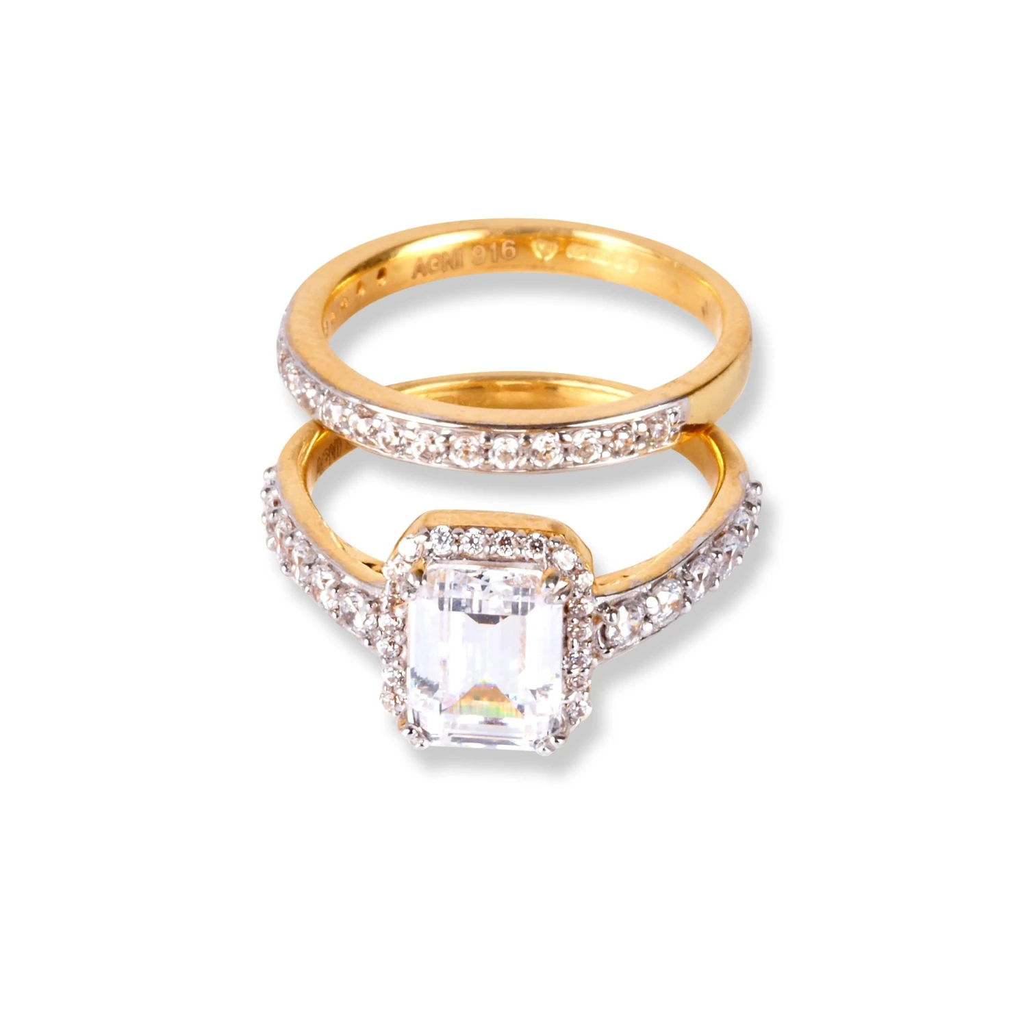 22ct Gold Engagement Ring and Wedding Band Set with Swarovski Zirconia Stones LR-6634 22ct Gold Engagement Ring And Wedding Band Set With Swarovski Zirconia Stones LR-6634 -Mathieu Blan Chard Soldes 22ctGoldEngagementRingandWeddingBandSetwithSwarovskiZirconiaStones 7 scaled