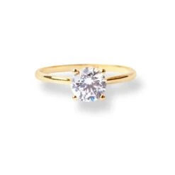 22ct Gold Ring With Round Shaped Cubic Zirconia Stone LR-7004