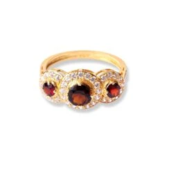 22ct Gold Ring With Amber Coloured Stones & Cubic Zirconia Stones (3.5g) LR-6596