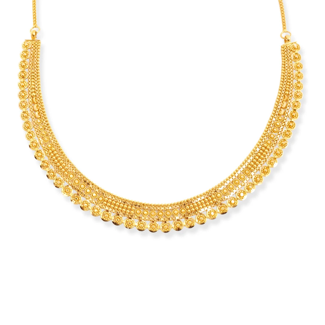 22ct Gold Choker Necklace with Filigree Beads & Matching Earrings 22ct Gold Choker Necklace With Filigree Beads & Matching Earrings -Mathieu Blan Chard Soldes 22ct Gold Choker Necklace with Filigree Beads Matching Earrings A