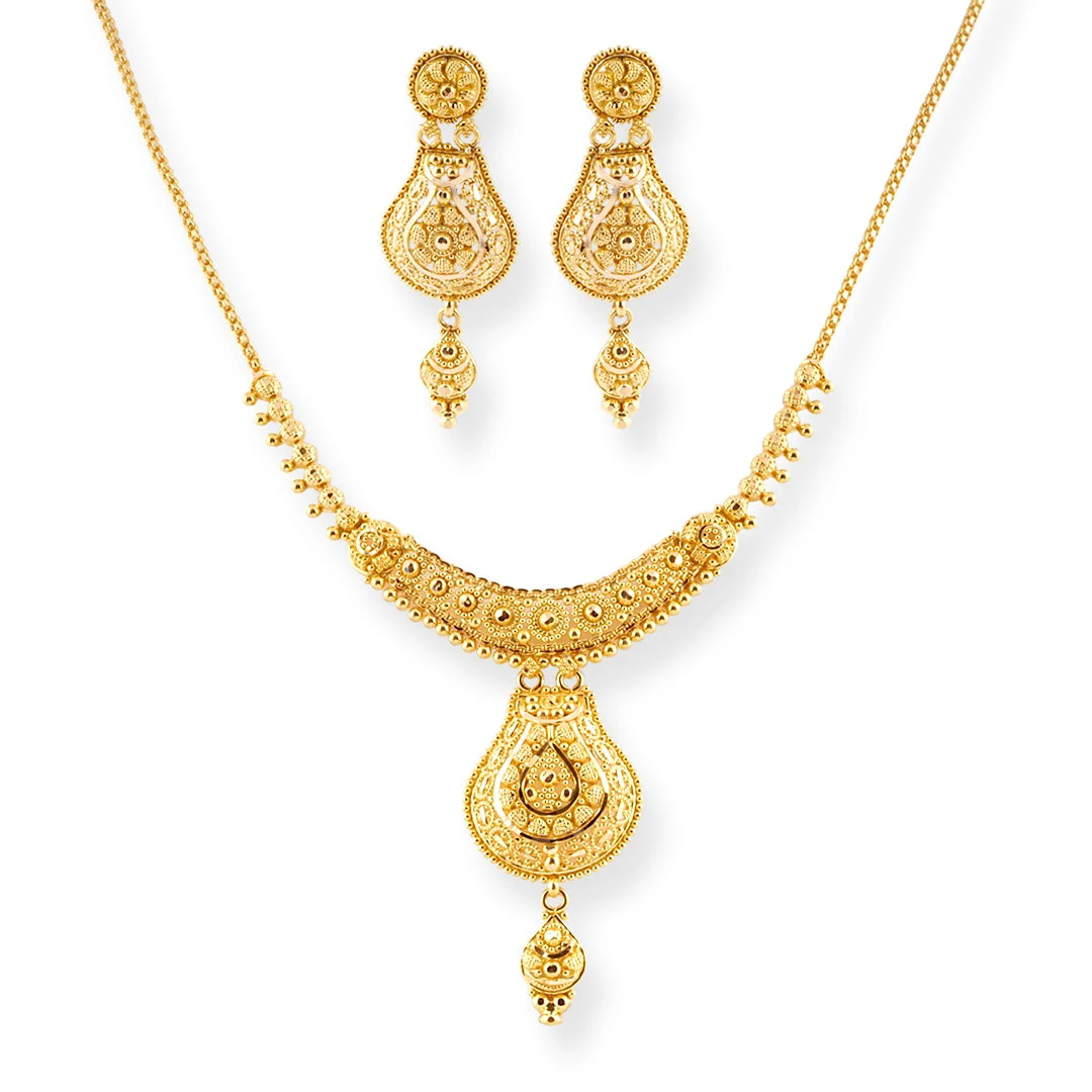 22ct Gold Filigree Necklace & Earrings Set – Traditional Bridal Jewellery 22ct Gold Filigree Necklace & Earrings Set – Traditional Bridal Jewellery -Mathieu Blan Chard Soldes 22ct Gold Filigree Necklace Earrings Set Traditional Bridal Jewellery