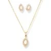 22ct Gold Opal Pendant & Earrings Set With Cubic Zirconia Halo