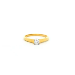22ct Gold Solitaire CZ Ring – Round Cut, 4 Prong Mount | Size M½