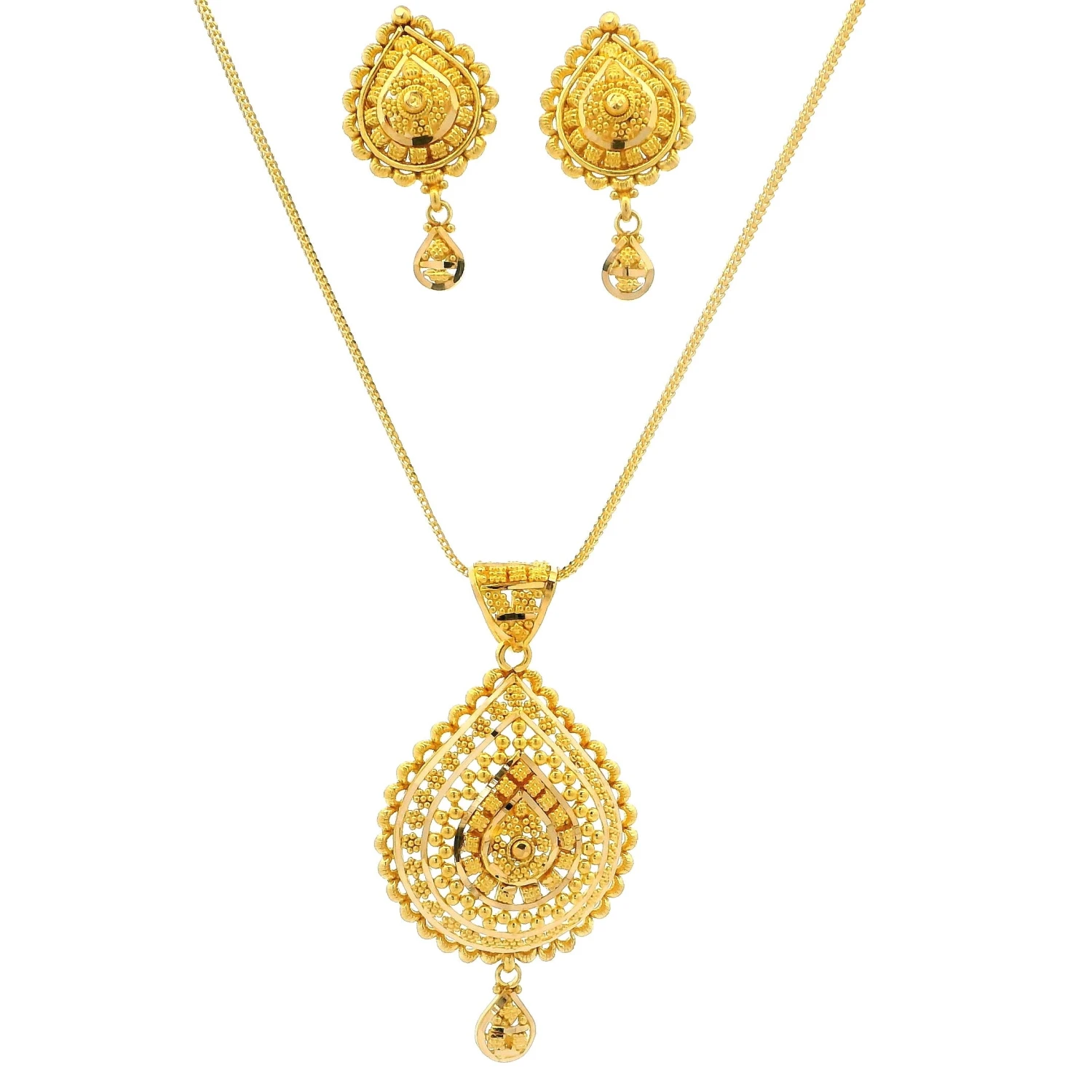 22ct Gold Teardrop Pendant & Earrings Set – Traditional Filigree Design Jewellery 22ct Gold Teardrop Pendant & Earrings Set – Traditional Filigree Design Jewellery -Mathieu Blan Chard Soldes 22ct Gold Teardrop Pendant Earrings Set Traditional Filigree Design Jewellery