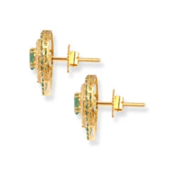 22ct Gold Teardrop Pendant & Earrings Set With Green And White Cubic Zirconia -Mathieu Blan Chard Soldes 22ct Gold Teardrop Pendant Earrings Set with Green and White Cubic Zirconia 2