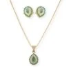 22ct Yellow Gold Necklace & Earrings Set With Green Cubic Zirconia Stones – Elegant Women’s Jewellery