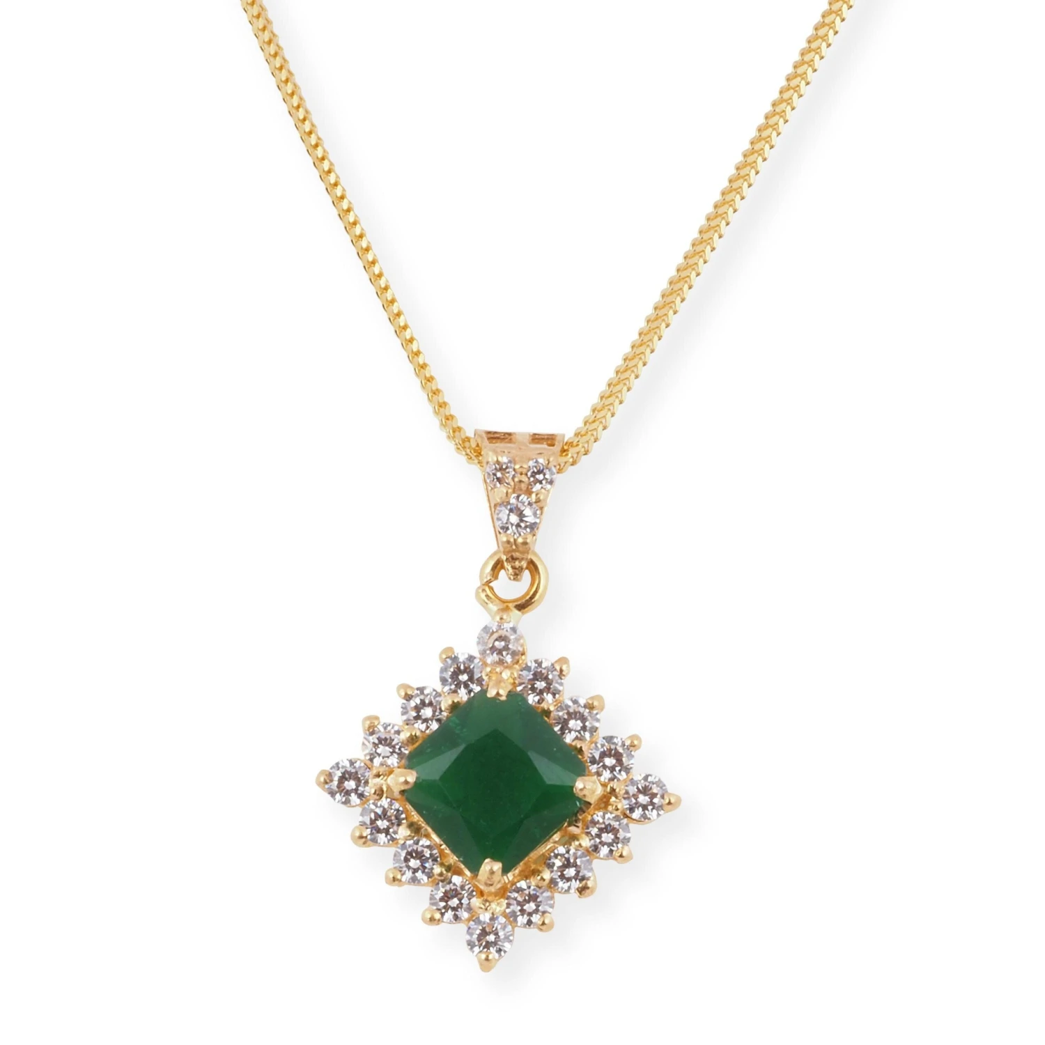 22ct Yellow Gold Necklace And Earrings Set With Green Cubic Zirconia Stones – Square Pendant Jewellery Suite -Mathieu Blan Chard Soldes 22ct Yellow Gold Necklace and Earrings Set with Green Cubic Zirconia Stones Square Pendant Jewellery Suite 1 scaled