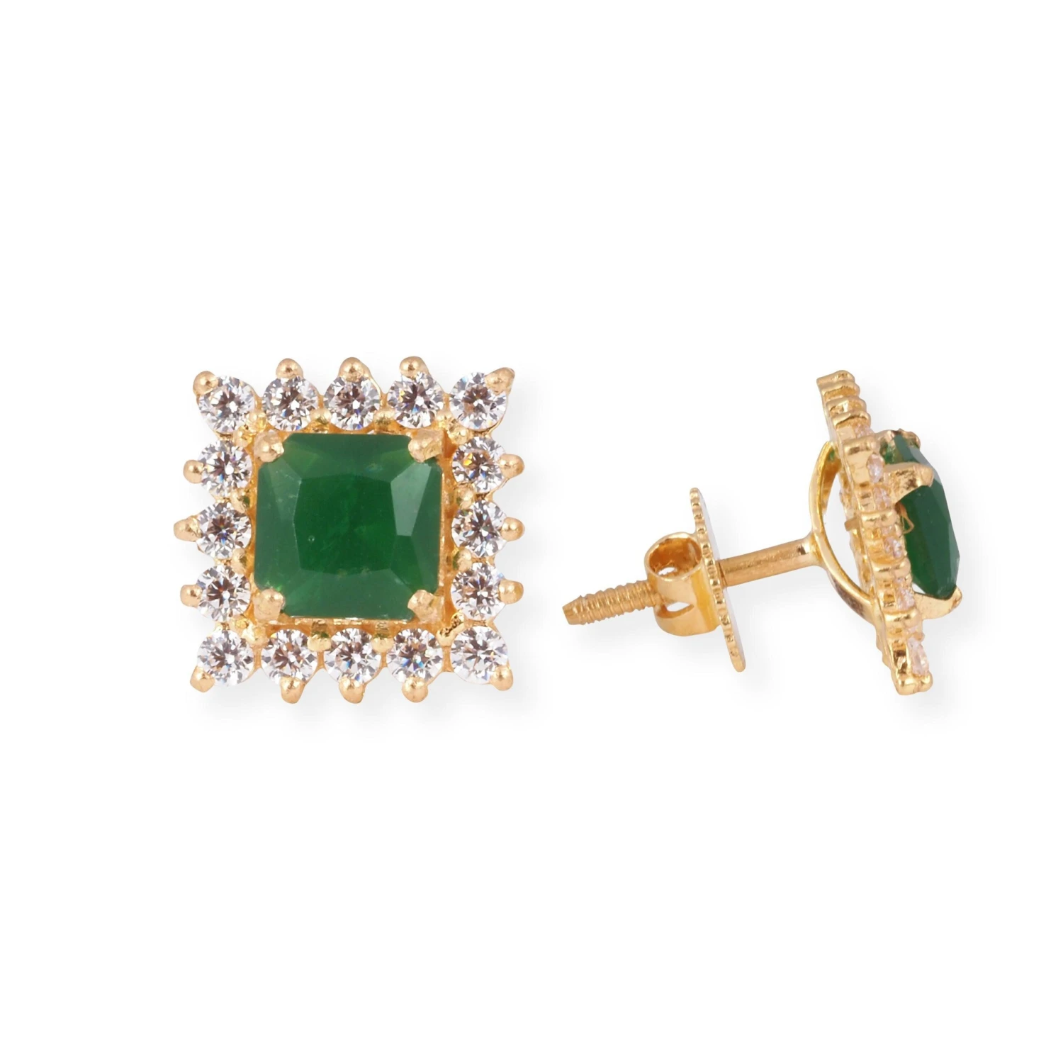 22ct Yellow Gold Necklace And Earrings Set With Green Cubic Zirconia Stones – Square Pendant Jewellery Suite -Mathieu Blan Chard Soldes 22ct Yellow Gold Necklace and Earrings Set with Green Cubic Zirconia Stones Square Pendant Jewellery Suite 3 scaled