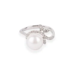 18ct White Gold Diamond & Cultured Pearl Dress Ring A-R35726-3000