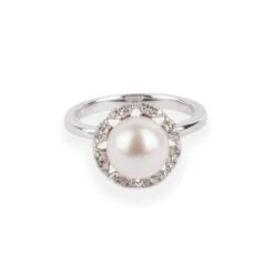 18ct White Gold Diamond & Cultured Pearl Dress Ring A-R41161-3002