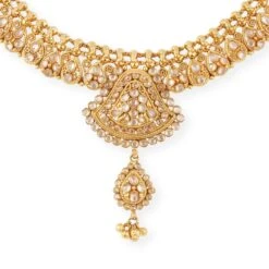 Antique Design 22ct Gold Necklace And Earrings Set With Cubic Zirconia -Mathieu Blan Chard Soldes Antique Design 22ct Gold Necklace and Earrings Set with Cubic Zirconia 3