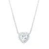 Sterling Silver Cubic Zirconia Heart Pendant Necklace – Sparkling Halo Design