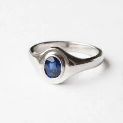 18ct White Gold Gents Blue Sapphire Ring GR-4951 -Mathieu Blan Chard Soldes GR 4951 2
