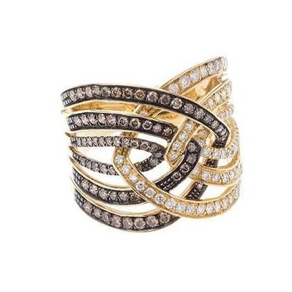 18ct Yellow Gold Diamond (Brown & White) Ring HF05355R-Y-BR 18ct Yellow Gold Diamond (Brown & White) Ring HF05355R-Y-BR -Mathieu Blan Chard Soldes HF05355R Y BR A