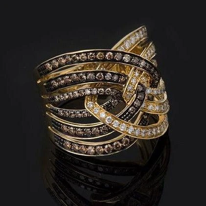 18ct Yellow Gold Diamond (Brown & White) Ring HF05355R-Y-BR 18ct Yellow Gold Diamond (Brown & White) Ring HF05355R-Y-BR -Mathieu Blan Chard Soldes HF05355R Y BR C