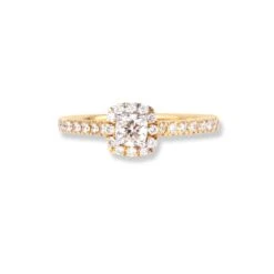 18ct Yellow Gold Diamond Halo Design Engagement Ring LR-1363 -Mathieu Blan Chard Soldes LR 1363