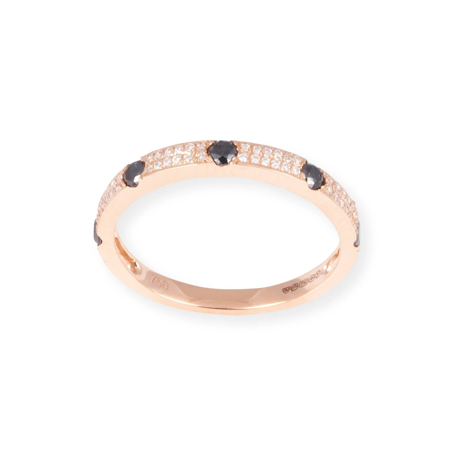 18ct Rose Gold White and Black Diamond Band Ring in Double-Row Pavé Setting LR-7035 18ct Rose Gold White And Black Diamond Band Ring In Double-Row Pavé Setting LR-7035 -Mathieu Blan Chard Soldes LR 7035 scaled