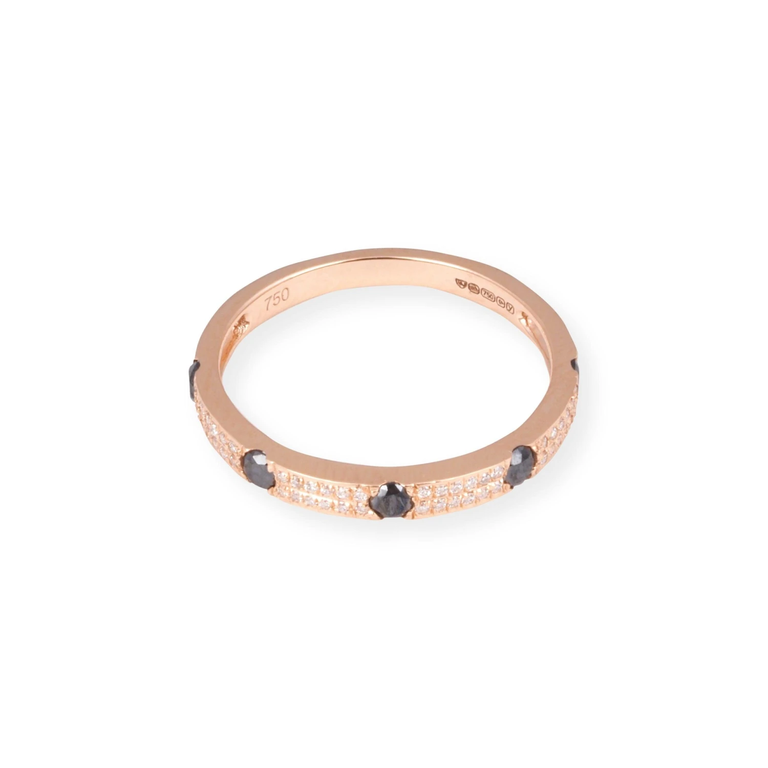 18ct Rose Gold White and Black Diamond Band Ring in Double-Row Pavé Setting LR-7035 18ct Rose Gold White And Black Diamond Band Ring In Double-Row Pavé Setting LR-7035 -Mathieu Blan Chard Soldes LR 7035 1 scaled