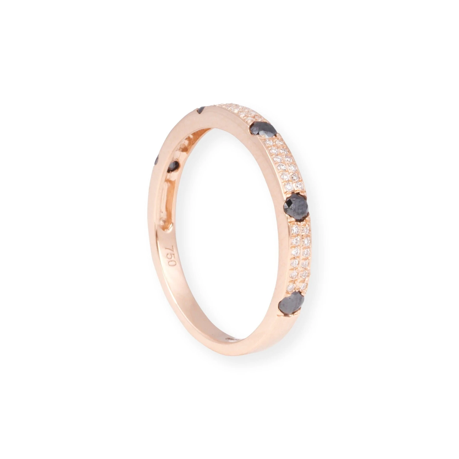 18ct Rose Gold White and Black Diamond Band Ring in Double-Row Pavé Setting LR-7035 18ct Rose Gold White And Black Diamond Band Ring In Double-Row Pavé Setting LR-7035 -Mathieu Blan Chard Soldes LR 7035 3 scaled
