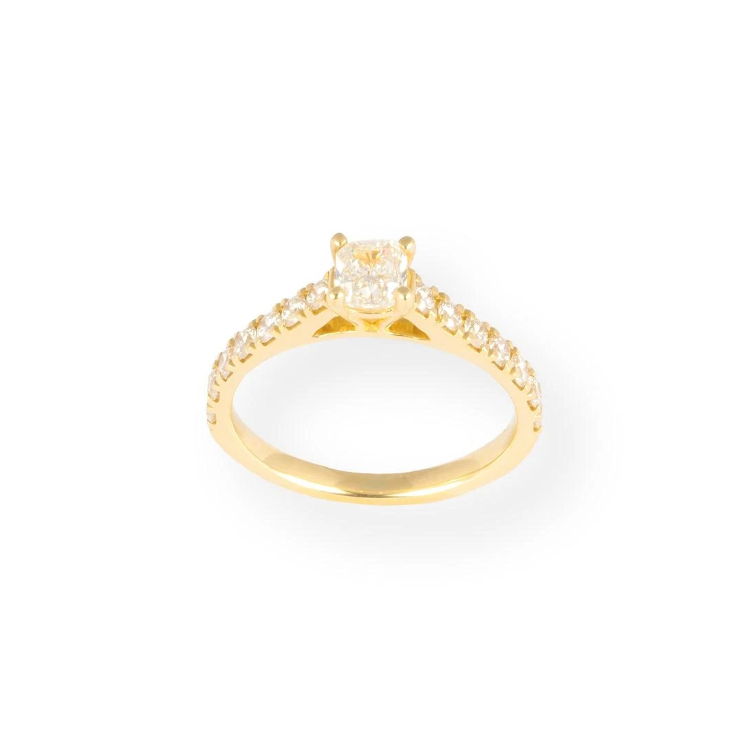 18ct Yellow Gold Cushion Cut Diamond Ring with Diamonds on Shoulder LR-7084 18ct Yellow Gold Cushion Cut Diamond Ring With Diamonds On Shoulder LR-7084 -Mathieu Blan Chard Soldes LR 7084 3