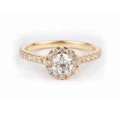 18ct Yellow Gold Cluster Halo Diamond Ring LR-7334