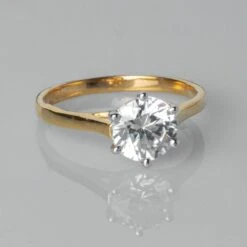 22ct Gold Swarovski Zirconia Solitaire Design Engagement Ring LR17038