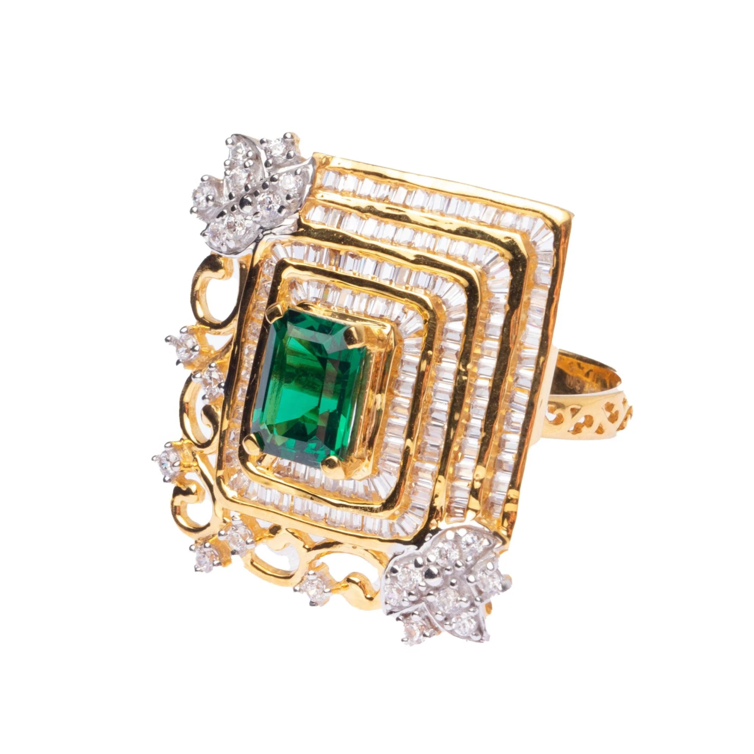 22ct Gold Swarovski Zirconia and Green Stone Cocktail Ring (11.05g) LR19292 22ct Gold Swarovski Zirconia And Green Stone Cocktail Ring (11.05g) LR19292 -Mathieu Blan Chard Soldes LR19292 a scaled