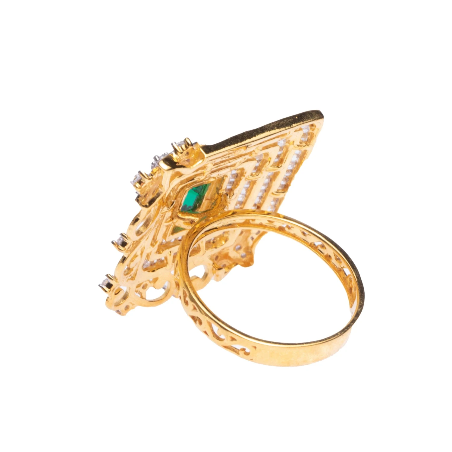 22ct Gold Swarovski Zirconia and Green Stone Cocktail Ring (11.05g) LR19292 22ct Gold Swarovski Zirconia And Green Stone Cocktail Ring (11.05g) LR19292 -Mathieu Blan Chard Soldes LR19292 b scaled