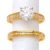 22ct Gold Swarovski Zirconia Engagement Ring And Wedding Band Suite LR21606