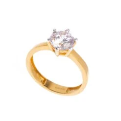 22ct Gold Swarovski Zirconia Solitaire Ring LR21740 -Mathieu Blan Chard Soldes LR21740 b
