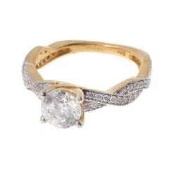 22ct Gold Cubic Zirconia Engagement Ring And Wedding Band Suite LRNEW2 -Mathieu Blan Chard Soldes LRNEW2 YG D