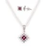18ct White Gold Diamond & Ruby Chain, Pendant And Earrings Set CH11807-16 MCS2597 MCS2598