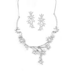 18ct White Gold Necklace & Earrings Set With Cubic Zirconia Stones (43g) N&E-3086