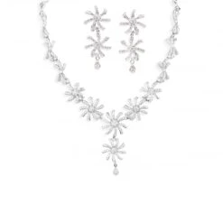 18ct White Gold Necklace And Earrings Set With Cubic Zirconia Stones (36.7g) N&E-4904