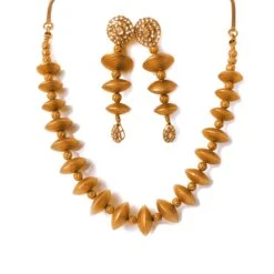 22ct Rose Gold Antiquated Look Necklace And Earrings With Satin Finish "Tribal Style" (63.5g) N&E-8207