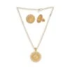 22ct Gold Antiquated Look Chain, Pendant And Earrings Set With Cubic Zirconia Stones (25.2g) CH&P&E-8445