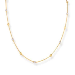 22ct Gold Chain With Rhodium Plated & Gold Beads At Intervals With Lobster Clasp – Elegant Stylish Jewellery | 16 Inches