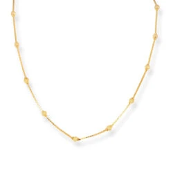 22ct Gold Chain With Diamond Cut & Gold Beads At Intervals With Lobster Clasp – Elegant Luxury Jewellery| 16 Inches