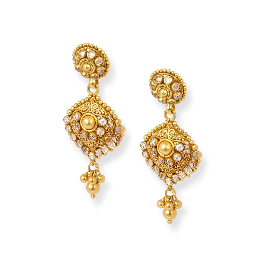 22ct Gold Antiquated Look Design Necklace with Cubic Zirconia Stones & Hook Clasp. 1 22ct Gold Antiquated Look Design Necklace With Cubic Zirconia Stones & Hook Clasp. -Mathieu Blan Chard Soldes P1160233